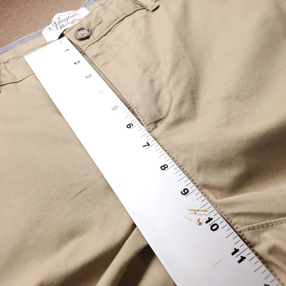 Original Penguin Straight Chino Pants Mens 34x32 Tan Stretch Casual Work Preppy